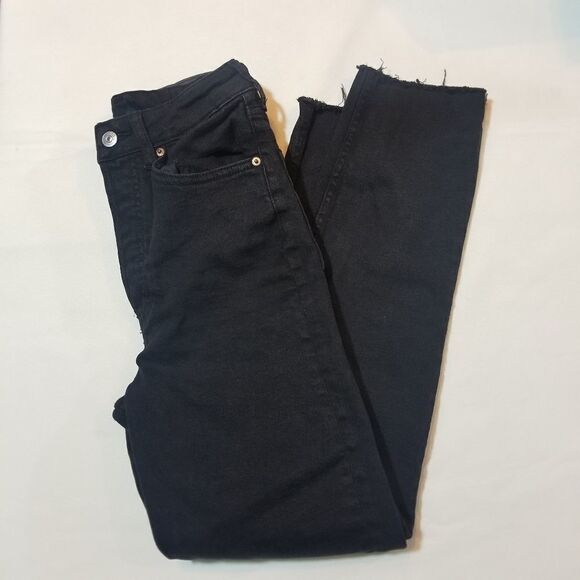 Divided by H&M Black Wash Denim Frayed Hem Jeans Size US 4 - Picture 2 of 10